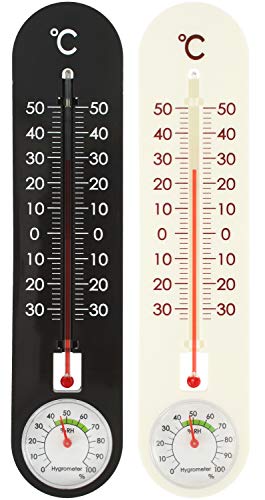 com-four® termometro 2X per Interno ed Esterno - termoigrometro con Scala in Gradi Celsius - misuratore di Temperatura e umidità (2 Pezzi - termoigrometro)