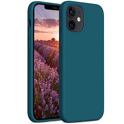 YATWIN Compatibile con Cover iPhone 12 Mini 5,4'', Custodia per iPhone 12 Mini Silicone Liquido, Protezione Completa del Corpo con Fodera in Microfibra, Verde Scuro