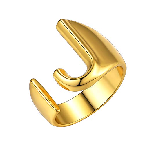 GoldChic Jewelry Anelli Regolabili con Iniziale J per Donna, Gioielli nominali in Oro con Confezione Regalo