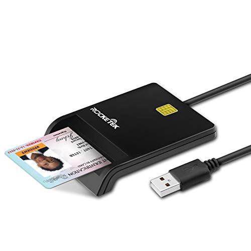 Rocketek elettronico ID - lettore di memory card | CAC Card Reader USB DOD di concezzione militare per l'accesso intelligente, compatibile con Windows (32 / 64bit) XP / Vista / 7/8/10, Mac OS X - USB ID lettore elettronico