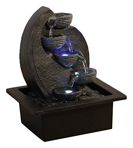Zen'Light, Cascata-V2 Fontana poliresina, Colore: Grigio/Nero 17 x 21 x 26 cm