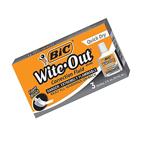BIC Wite-Out liquido di correzione ad asciugatura rapida, confezione da 3 (BICWOFQD324) Variation