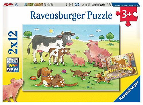 Ravensburger Famiglie Animali - Puzzle 2x12 Pezzi