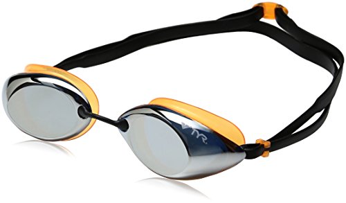 TYR LGTRM 806, Occhialino Nuoto da Competizione con Lenti Specchiate Unisex – Adulto, Argento/Arancio/Nero, M