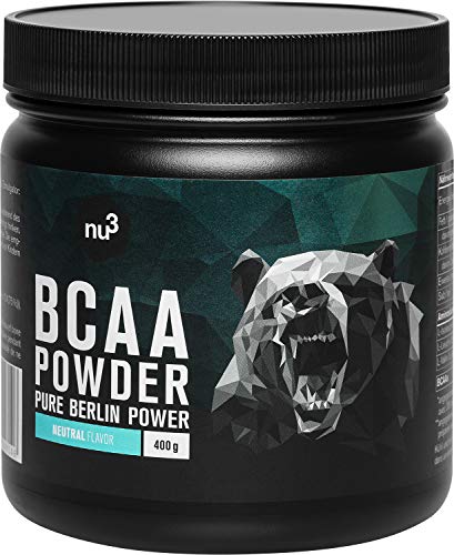 nu3 BCAA Powder Unflavored - 400 g di polvere di BCAA - con un rapporto aminoacidico ottimale di 2:1:1 - per la costruzione muscolare, la conservazione e il cardio-training - Vegano