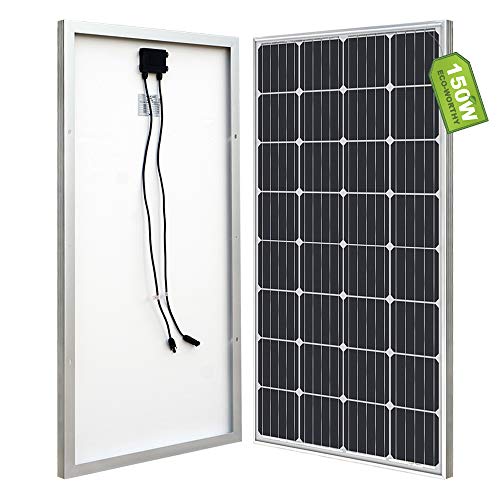 ECO-WORTHY - Pannello Solare monocristallino ad Alta efficienza, 150 W, Alimentatore per la Carica di batterie a 12 V, Colore Nero