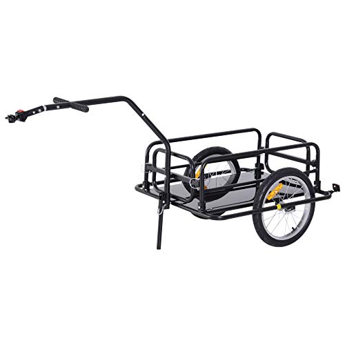 homcom Carrello per Bicicletta Rimorchio Cargo Bici Trasporto di Oggetti Pieghevole Portata 36kg 156x72x82cm