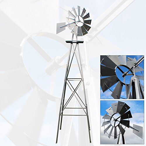 US Windmill 245cm Mulino a Vento in Grigio Silver Mulino a Vento Carillon Mulino a Sfere Cuscinetto a Sfere