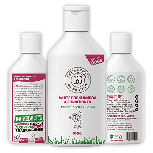 Shampoo per cani bianchi, alla viola, per la rimozione delle macchie di urina e pelle sensibile e pruriginosa, sicuro per i cuccioli