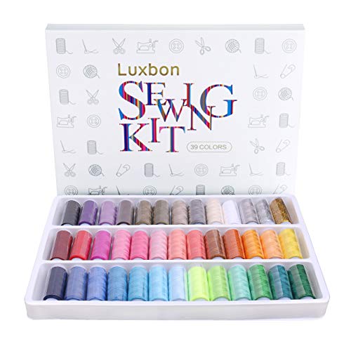 Luxbon - Confezione di 39 spolette di colori assortiti, kit di fili per in poliestere ideali per cucire a mano o con macchina da cucire