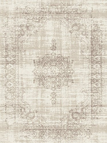 LIFA LIVING Tappeto Vintage 160 x 230 cm soggiorno camera da letto tappeto con motivo orientale crema beige in morbida lana sintetica (Polopropilene)
