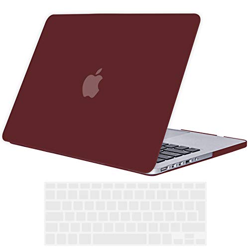 TECOOL Custodia MacBook PRO 15 Retina Case, Plastica Case Cover Rigida Copertina con Copertura della Tastiera in Silicone per MacBook PRO 15.4 Pollici Retina Modello: A1398(Vino Rosso)