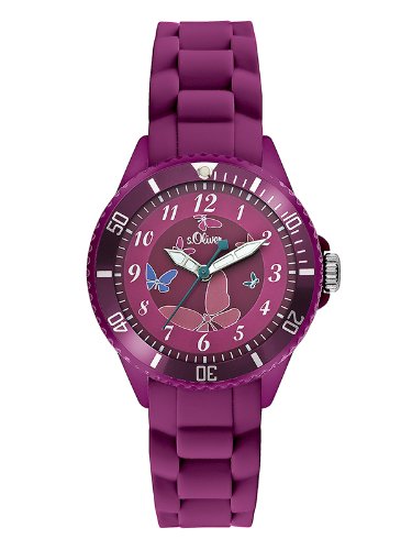 s.Oliver SO-2595-PQ - Orologio da polso ragazza, silicone, colore: viola