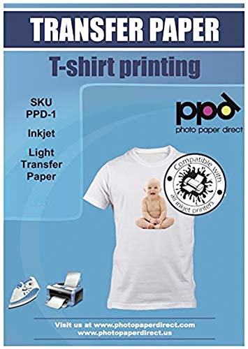 PPD A4 Carta Trasferibile Termoadesiva Per Stampanti A Getto D'Inchiostro Inkjet - T-Shirt E Tessuti Di Colore Chiaro x 20 Fogli - PPD-1-20
