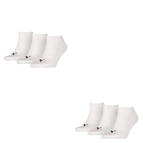 Puma - Fantasmini unisex per sneaker, confezione da 6, misura: 39 - 42, colore: bianco