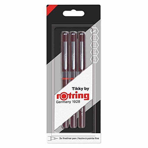 Rotring Tikky Graphic- Set di penne a china, blister da 3 pezzi, ampiezza tratto: 0,3 mm / 0,5 mm / 0,7 mm