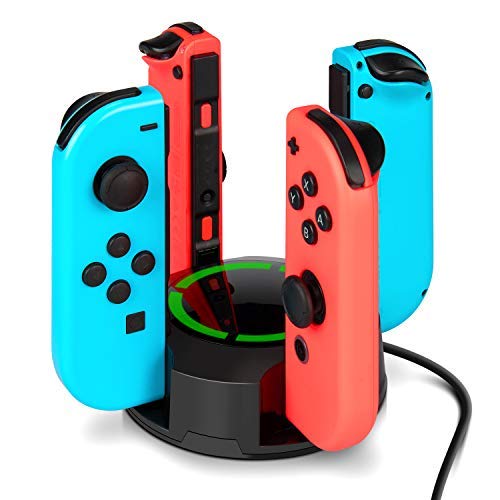 Stazionamento di ricarica per Nintendo Switch Joy-Con, NesBull supporto per caricabatterie 4 in 1 Switch Joy-Con con indicazione a LED