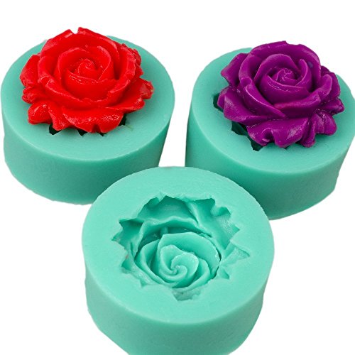 3 pezzi Set stampi in silicone a forma di rosa, stampi per biscotti, paste dolci, marzapane, decorazione torta, forno