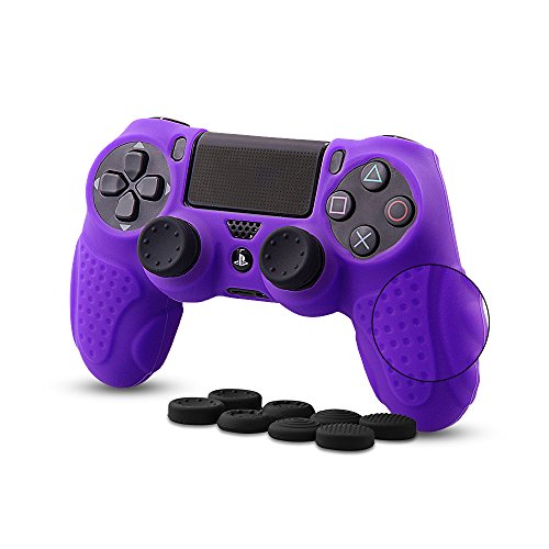 Custodia in Pelle per Controller PS4 CHINFAI con 8 Prese per Il Pollice, Custodia Protettiva in Silicone per Impugnatura in Silicone Antiscivolo per Controller Sony PS4 / Slim/PRO (Porpora)