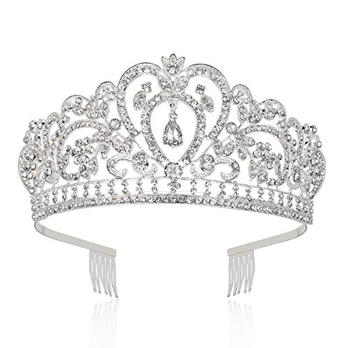 Makone Tiara Corona di Cristallo con Strass Pettine per la Cerimonia Nuziale Corona Prom Dresses Pageants Princess Parties Birthday (Stile Pettine 6)