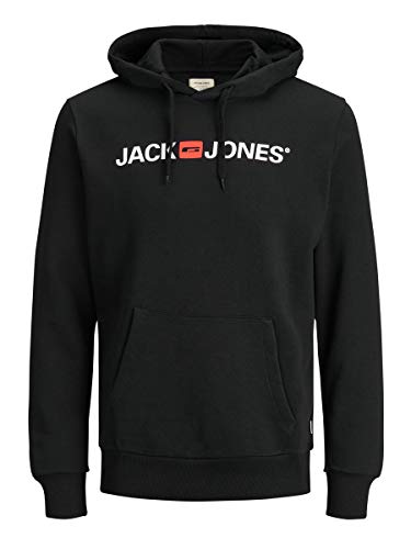 JACK & JONES Jjecorp Logo Sweat Hood Noos Cappuccio, Nero (Black Detail:Reg Fit), Medium Uomo