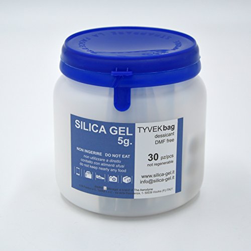 30 bustine disidratanti silica gel 5 grammi involucro Tyvek specifiche DIN e MIL esenti Dimetilfumarato