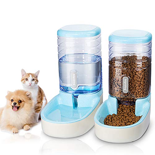 Vencoto - Mangiatoia automatica per animali domestici di piccole e medie dimensioni, set di alimenti, 3,8 l, alimentatore da viaggio e dispenser di acqua per cani, gatti, animali domestici