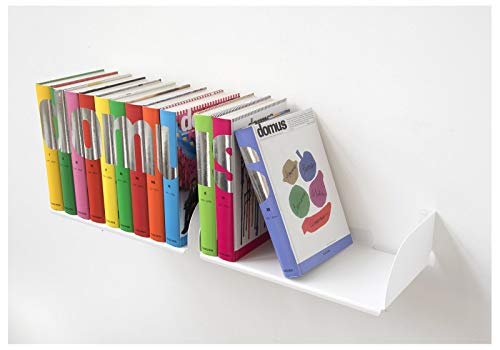 TEEbooks Mensole per Libri Set di 2, Acciaio, Bianco, 45 x 25 x 15 cm, 2 unità, metallo