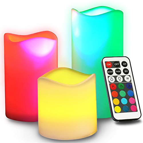 Novelty Place Candele Senza Fiamma con Telecomando, [Sfarfallio e Colore Avorio Veri] Candele LED a Batteria Candele con Telecomando e Timer - 12 Colori Preimpostati