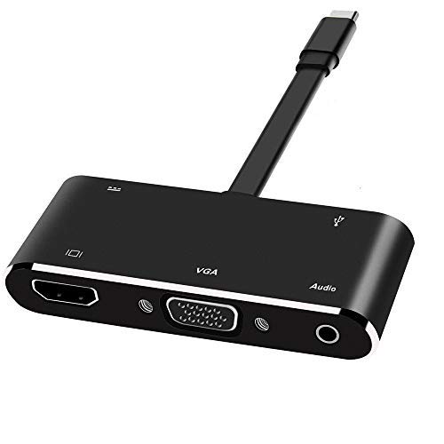 iBosi Cheng Adattatore USB C HDMI, HUB USB C 5 in 1, con 4K HDMI Adattatore VGA, USB 3.0, con Interfaccia Audio, per MacBook ChromeBook Matebook, Proiettore e Altri Dispositivi USB Tipo-C Adattatore
