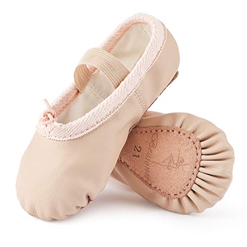 Scarpette da Danza Classica in Pelle Scarpe da Ballerina Ginnastica Ballo Pantofole per Bambina Ragazze e Donna Beige 31