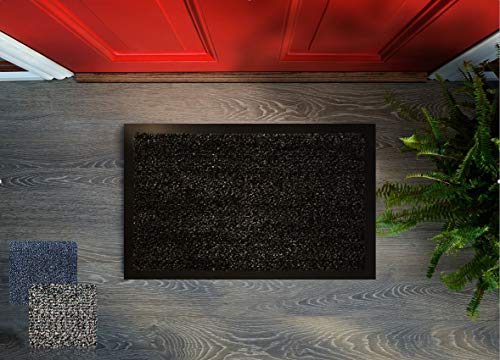 Floorcover Premium Zerbino antiscivolo – Zerbino & zerbino in tonalità di grigio rimane lo sporco fuori e la casa pulita 60 x 80 cm, 100% polipropilene, antracite., 80 x 60 cm