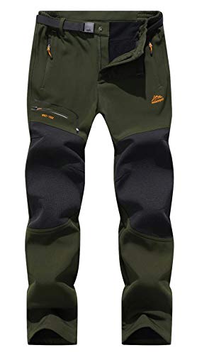 BenBoy Pantaloni Trekking Uomo Invernali Impermeabile Caldo Pantaloni Softshell Outdoor Pantaloni da Arrampicata Escursionismo,KZ1602-Armygreen1-L