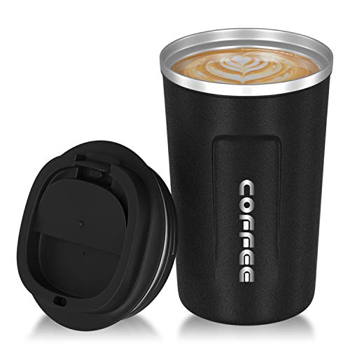 Tazze da Viaggio, BINSEIN Tazza da Caffè da Viaggio Tazza da Caffè Tazza da auto Riciclabile in Acciaio Inossidabile Isolata Sottovuoto, Adatta per Caffè, Tè, Acqua (510ML)