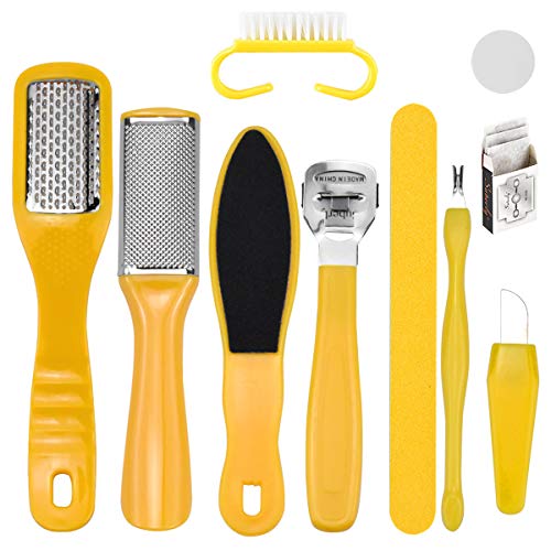 Kit Pedicure 10 in 1 Raspa Piedi Professionale Lima Piedi in Acciaio Inox Grattugia piedi, Calli Piedi,Lima per Piedi,Cura piedi Set per Calli e Duroni