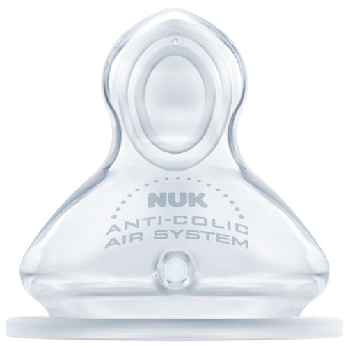 Coppia di tettarelle anti colica in silicone per Brei, forma NUK, misura: 2 (6-18 mesi), L, 2 pz.