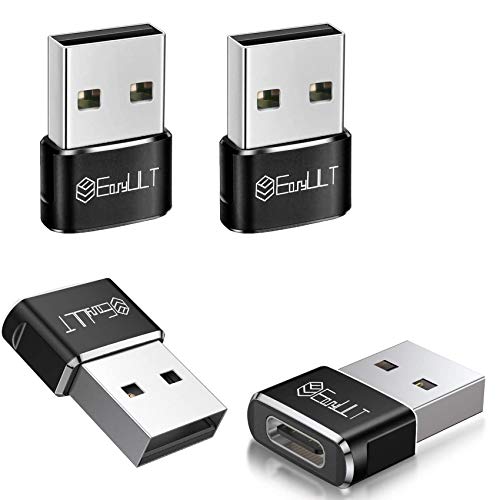 EasyULT Adattatore USB C Femmina a USB Maschio (4 Pezzi), USB ad Alta velocità Type-C a USB 2.0 Sincronizzazione Dati Convertitore, per iPhone 11 12, Samsung Galaxy Note 10(Nero)