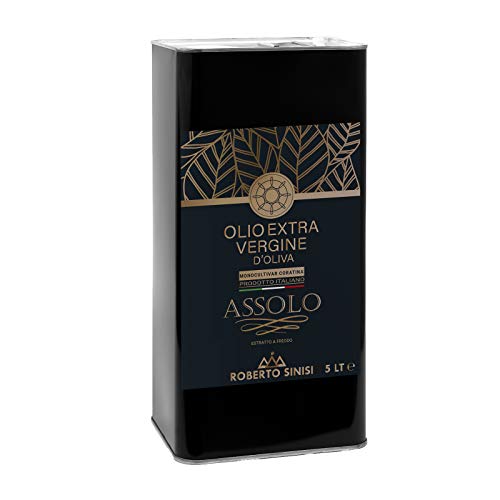 Olio extravergine di oliva italiano 5 litri ASSOLO 100% monocultivar coratina estratto a freddo. Olio evo da 4 generazioni