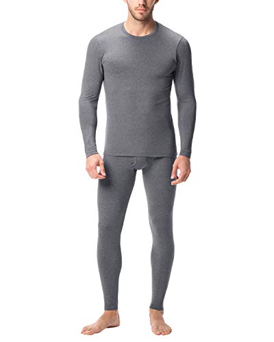 LAPASA Uomo Set Intimo Termico - TI TIENE AL CALDO SENZA STRESS- T-shirt Maniche Lunghe & Pantaloni Invernali M11 (L(Torace 104-110cm/ Vita 91-96 cm), Grigio scuro)