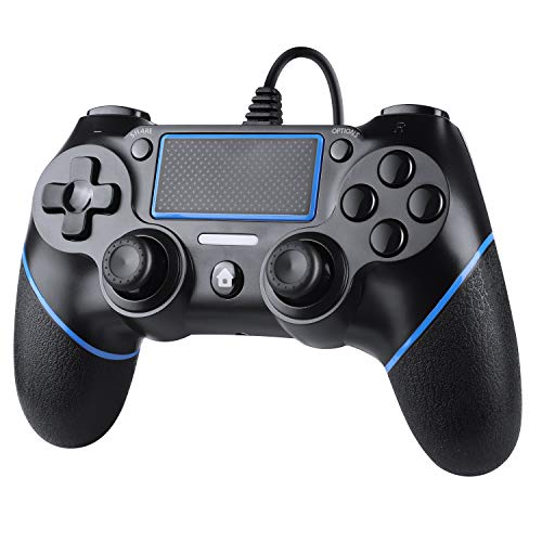 Zexrow Wired Controller per PS4, Wired Game Controller per PlayStation4/Pro/Slim/PC, Gamepad con doppia vibrazione, impugnatura antiscivolo e cavo USB da 2,1 m