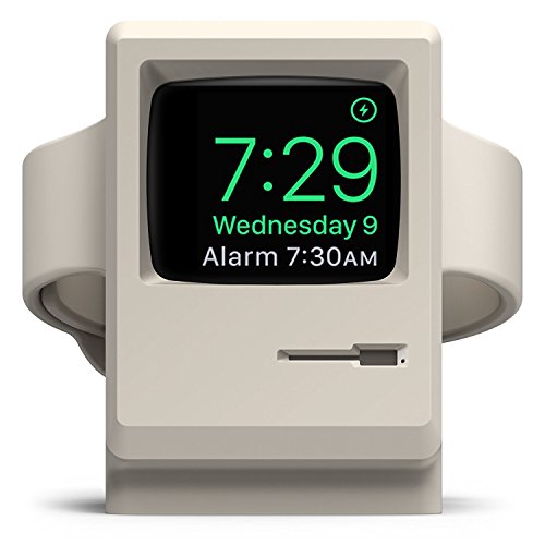 elago Supporto W3 Stand Compatibile con Apple Watch Serie 5 (2019) / Serie 4 / Series 3 / Series 2 / Series 1 / 44mm / 42mm / 40mm / 38mm - Stand Notturno, Design 1984 Macintosh (Bianco)