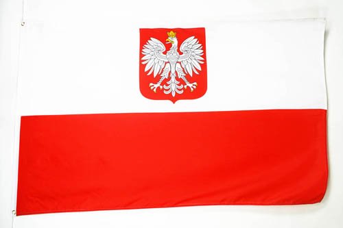 AZ FLAG Bandiera Polonia con Aquila 150x90cm - Bandiera Polacca con Stemma 90 x 150 cm