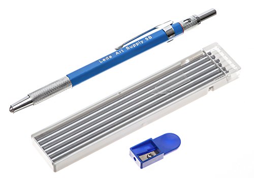 Leda - set matita meccanica da disegno - con 12 mine 5B di ricambio - temperamine incluso