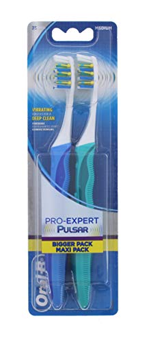 Oral - B Pulsar 35 - Spazzolino da denti, 2 pezzi, Durezza media, Colori assortiti