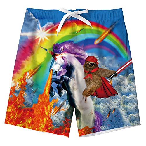 Fanient Pantaloncini da Spiaggia per Bambini Unicorn Costume da Bagno per Asciugatura Rapida Costumi da Bagno per tavola Pantaloni da Surf Casual con Tasca