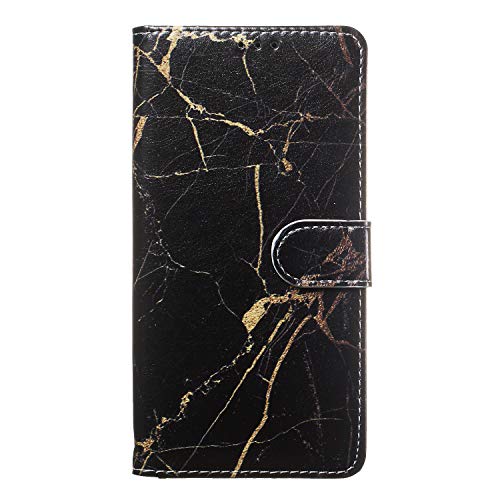 Miagon per Samsung Galaxy S9 Marmo Cover,Protettiva Flip Portafoglio Copertura Custodia in PU Pelle Wallet Folio Protectiva Case,Nero Marmo