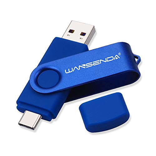 Wansenda - Chiavetta USB tipo C USB 3.0, 256 GB, USB Pen Drive OTG Flash Drive per dispositivi Tipo-C Android/PC/Mac (256 GB, blu marino)