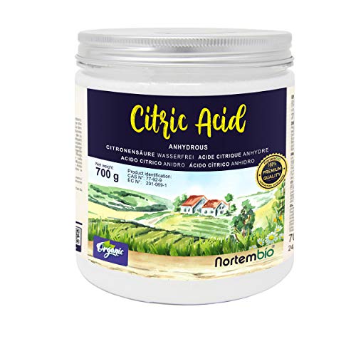 Nortembio Acido Citrico 700g. Polvere Anidro, 100% Puro. per Produzione Biologica. E-Book Incluso.