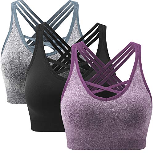 ANGOOL Reggiseno Sportivo con Spallacci Imbottiti e Incrociati per Yoga e Altri Esercizi di Fitness Femminile