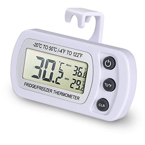 EUGO Digitale Termometro per Frigorifero - Frigorifero Congelatore Termometro Digitale con Struttura Impermeabile e Hook